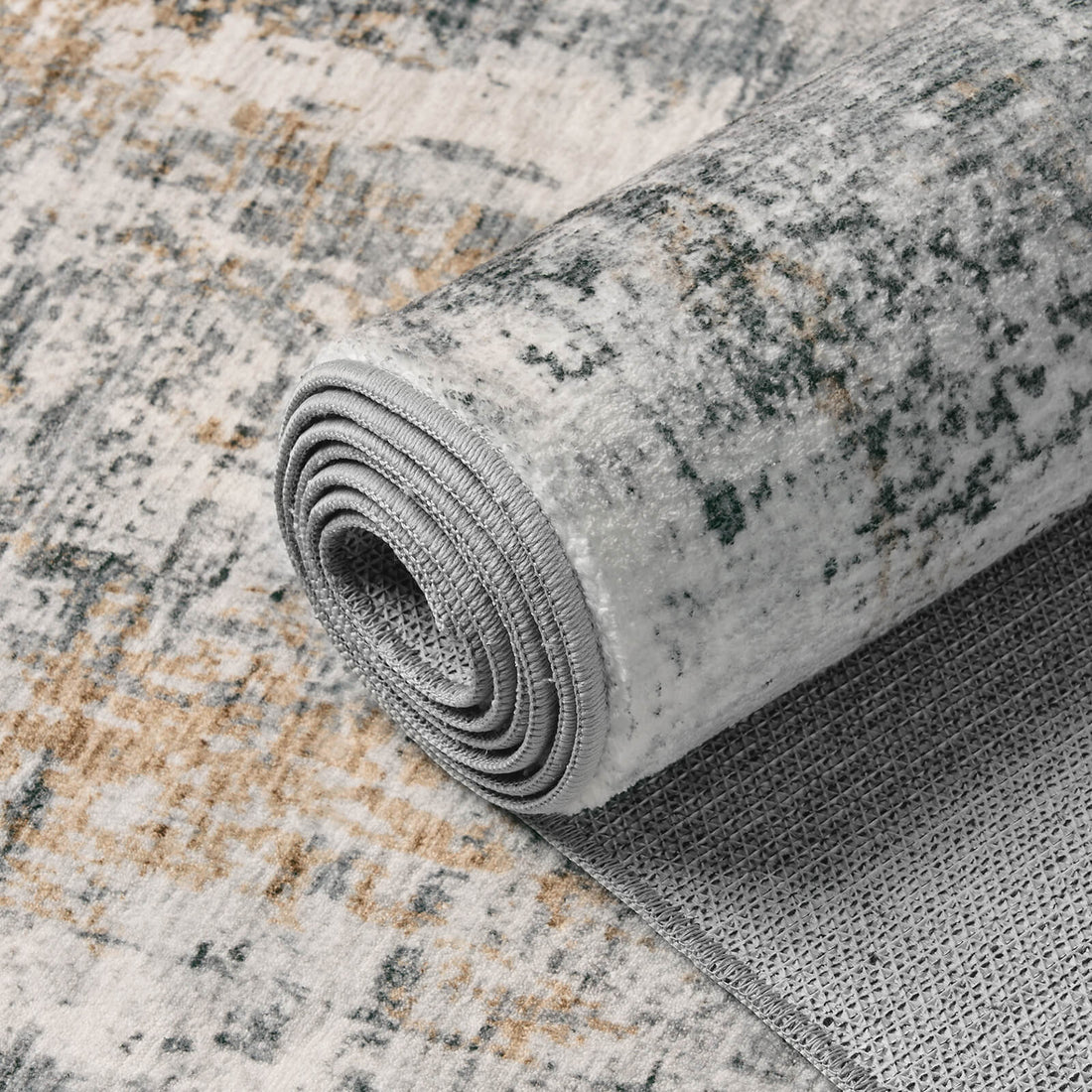 Modern abstract rug featuring elegant linear composition