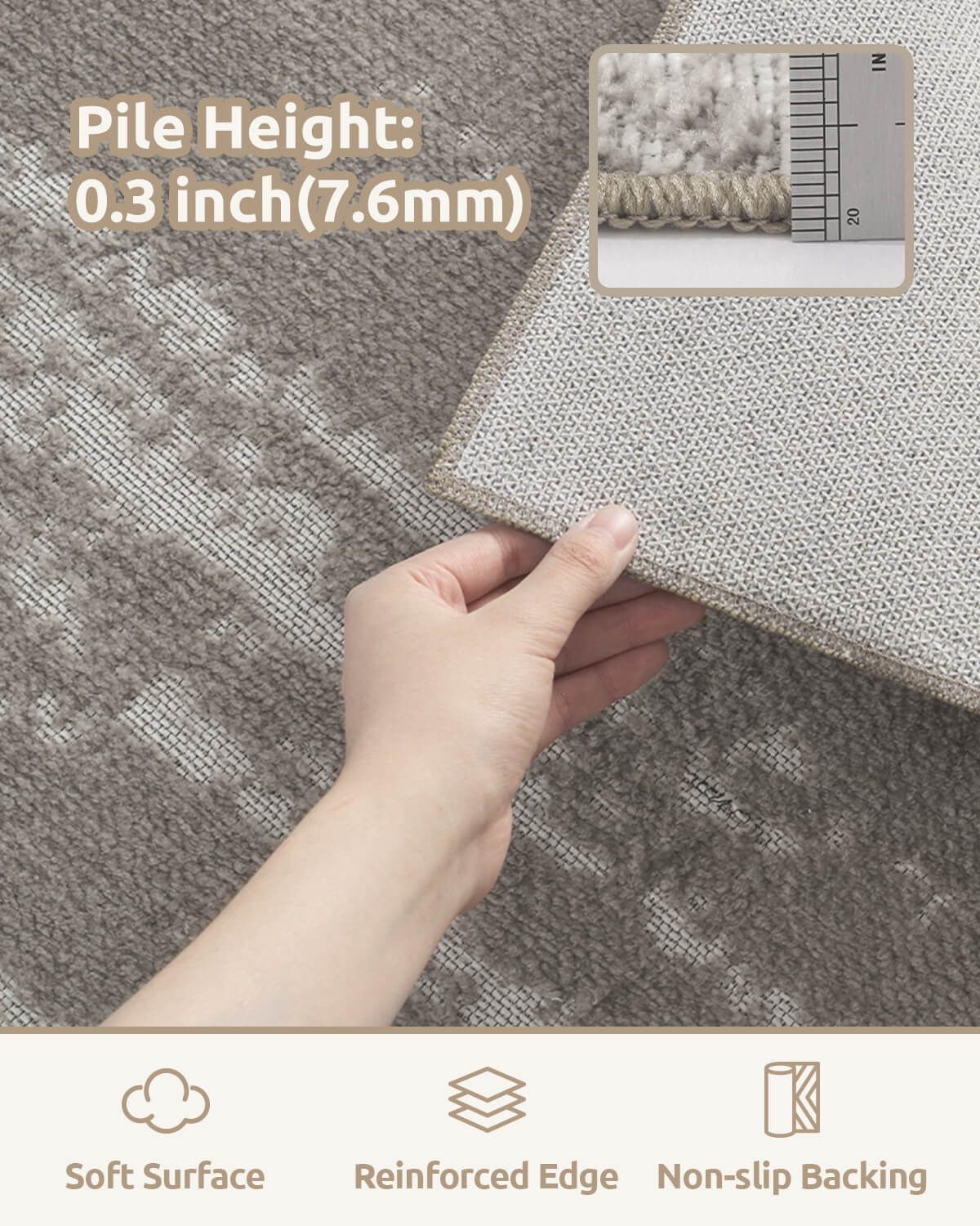 Modern abstract rug with machine washable soft surface for family use