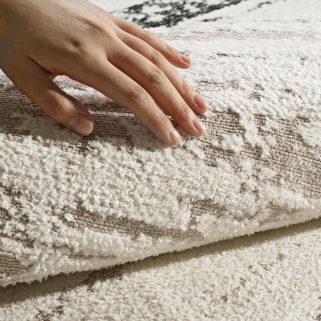 Abstract modern rug offering soft comfort for relaxed home style