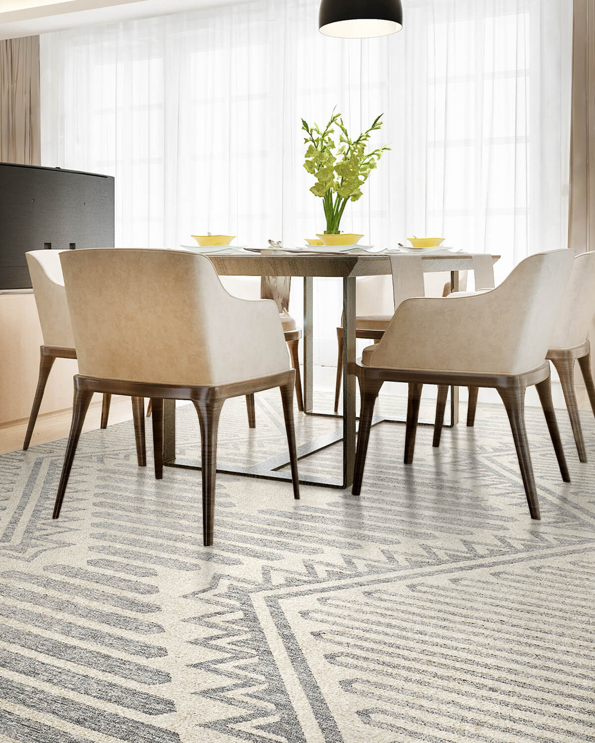 Abstract modern area rug ideal for minimalist interior style