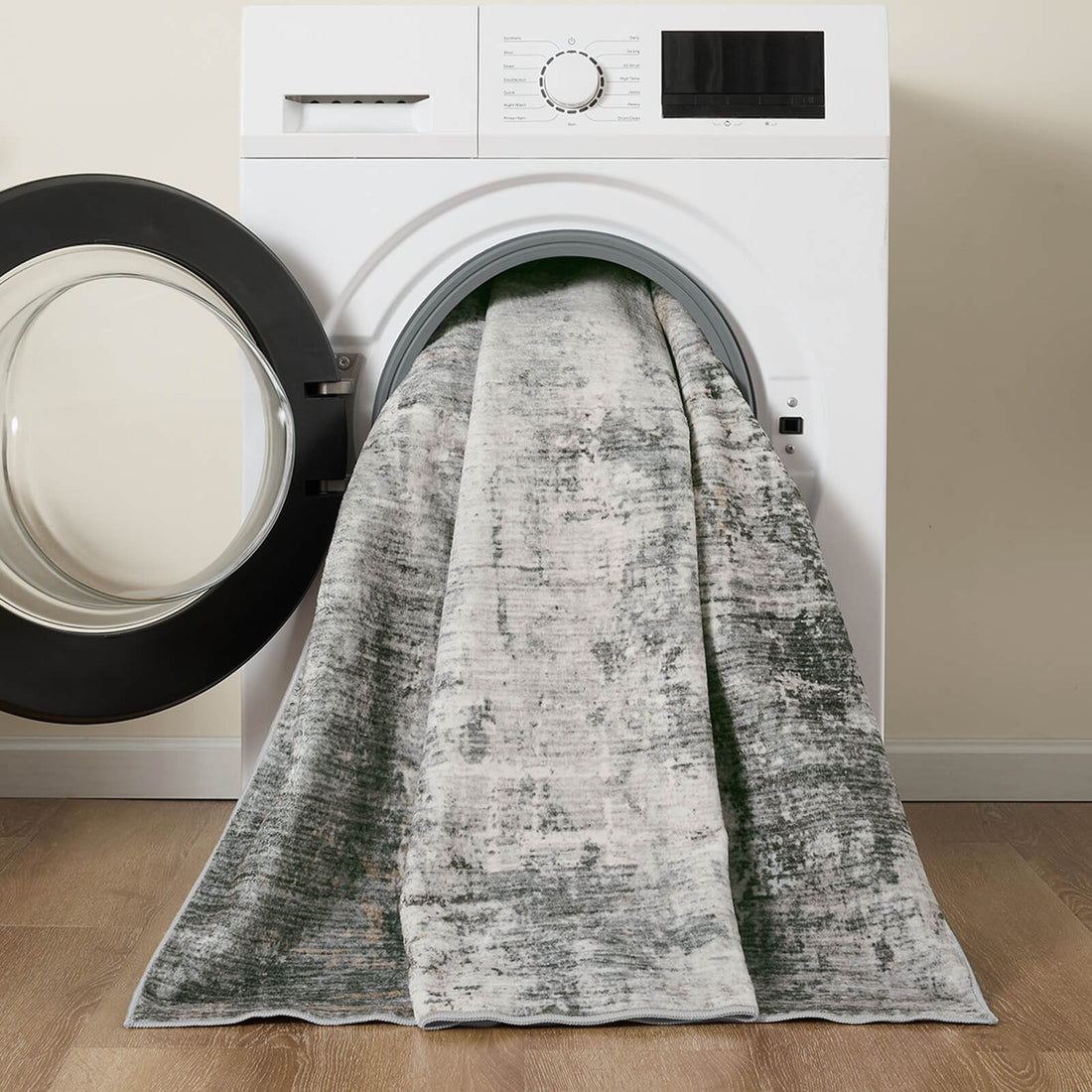 Abstract linear rug designed to bring visual harmony to modern homes