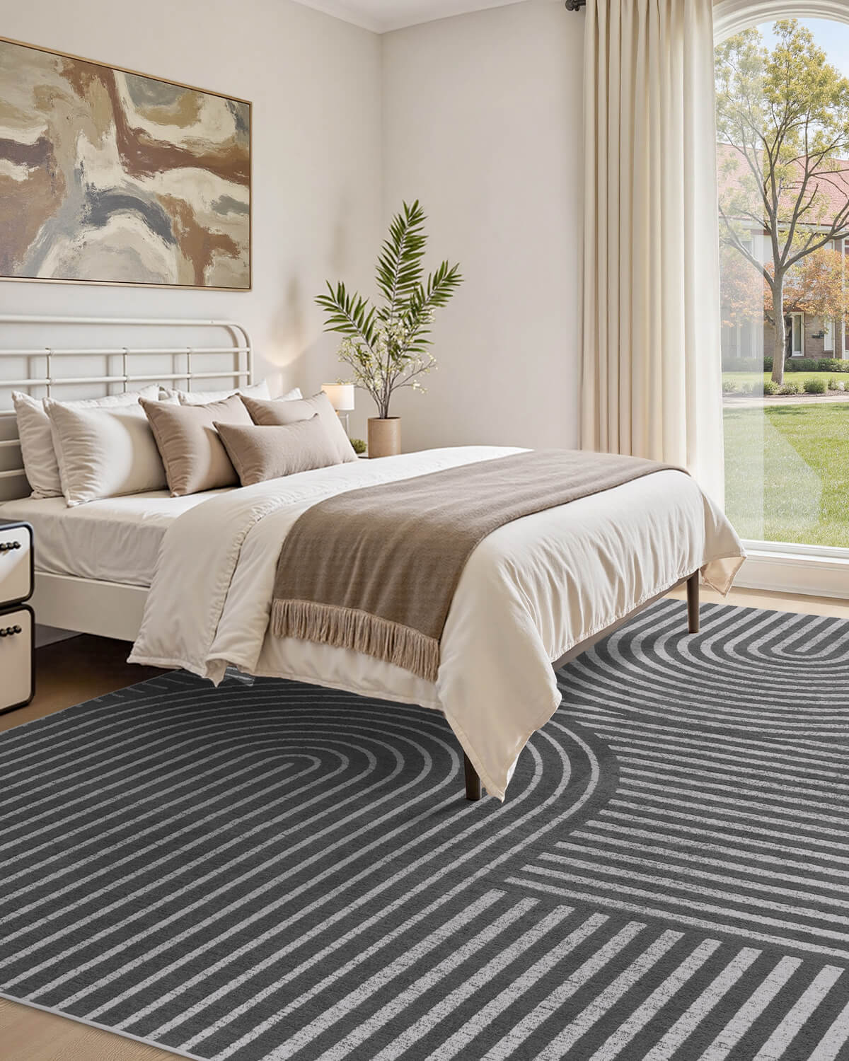Abstract line modern rug suitable for living rooms and bedrooms with versatile style