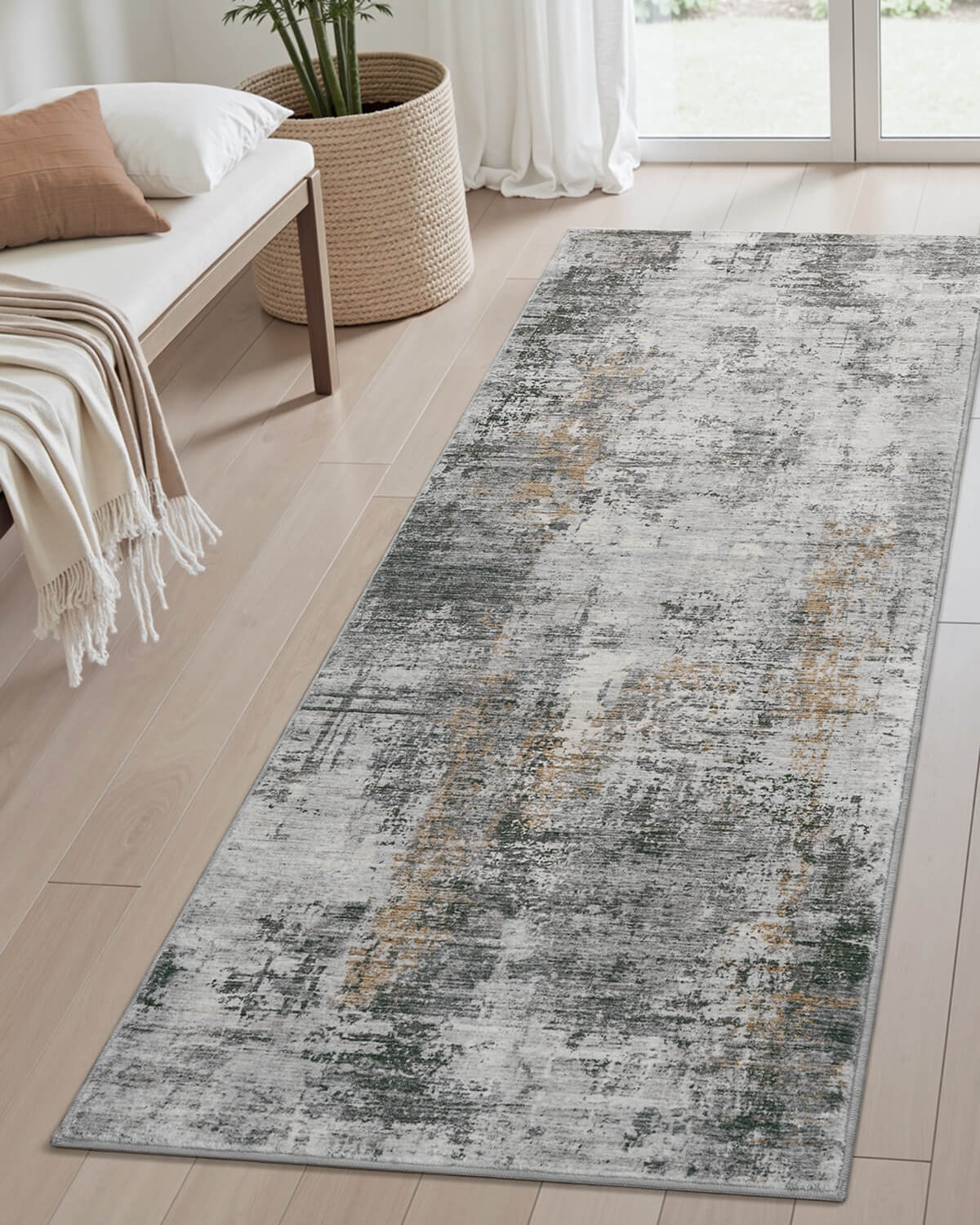 Modern abstract rug with soft flowing line design for cozy interiors