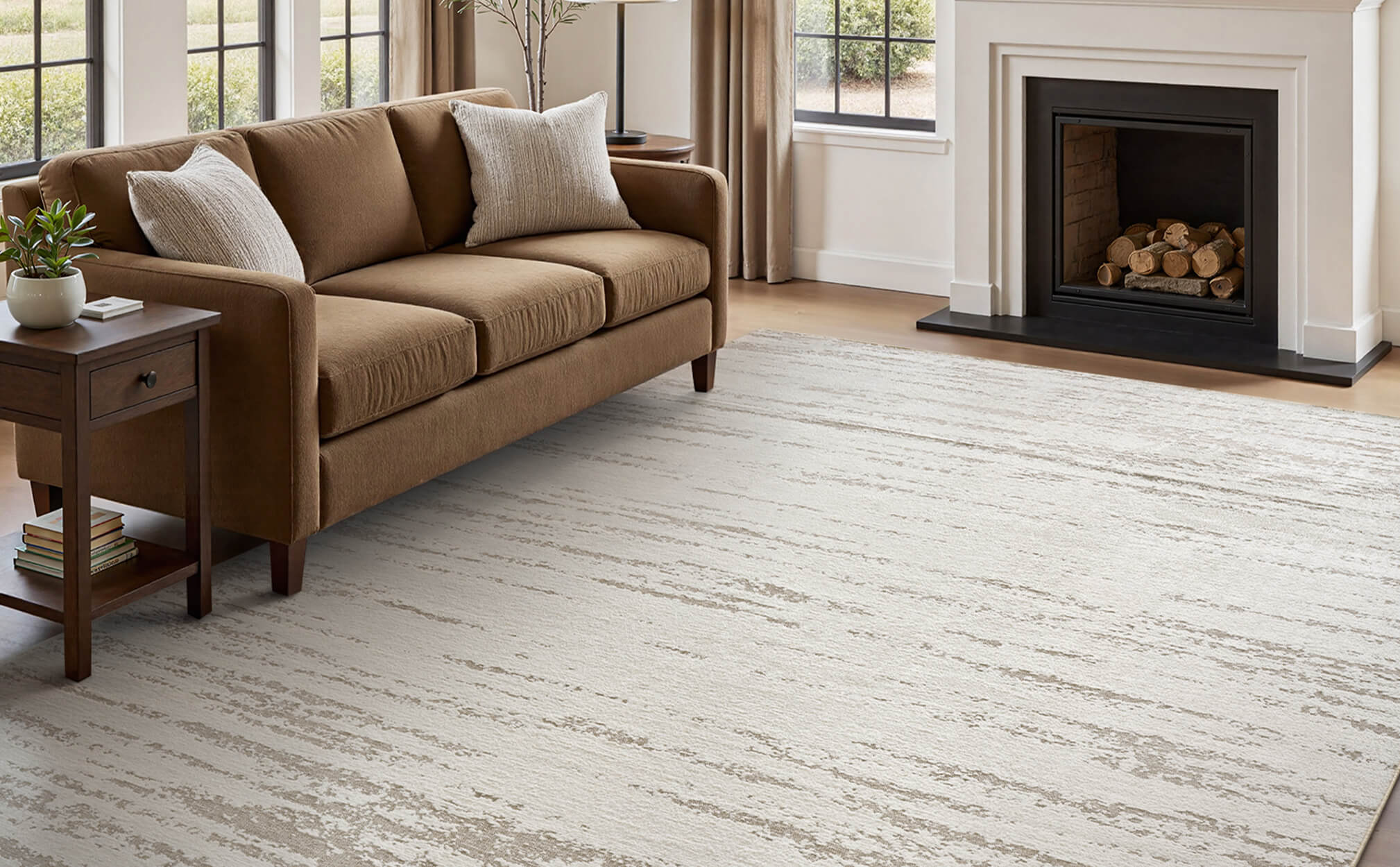 Modern abstract area rug with non slip backing and soft comfort for cozy homes
