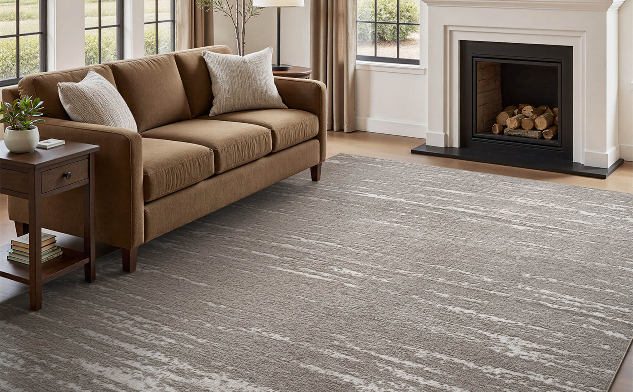 Minimalist abstract modern rug designed for clean and modern home decor