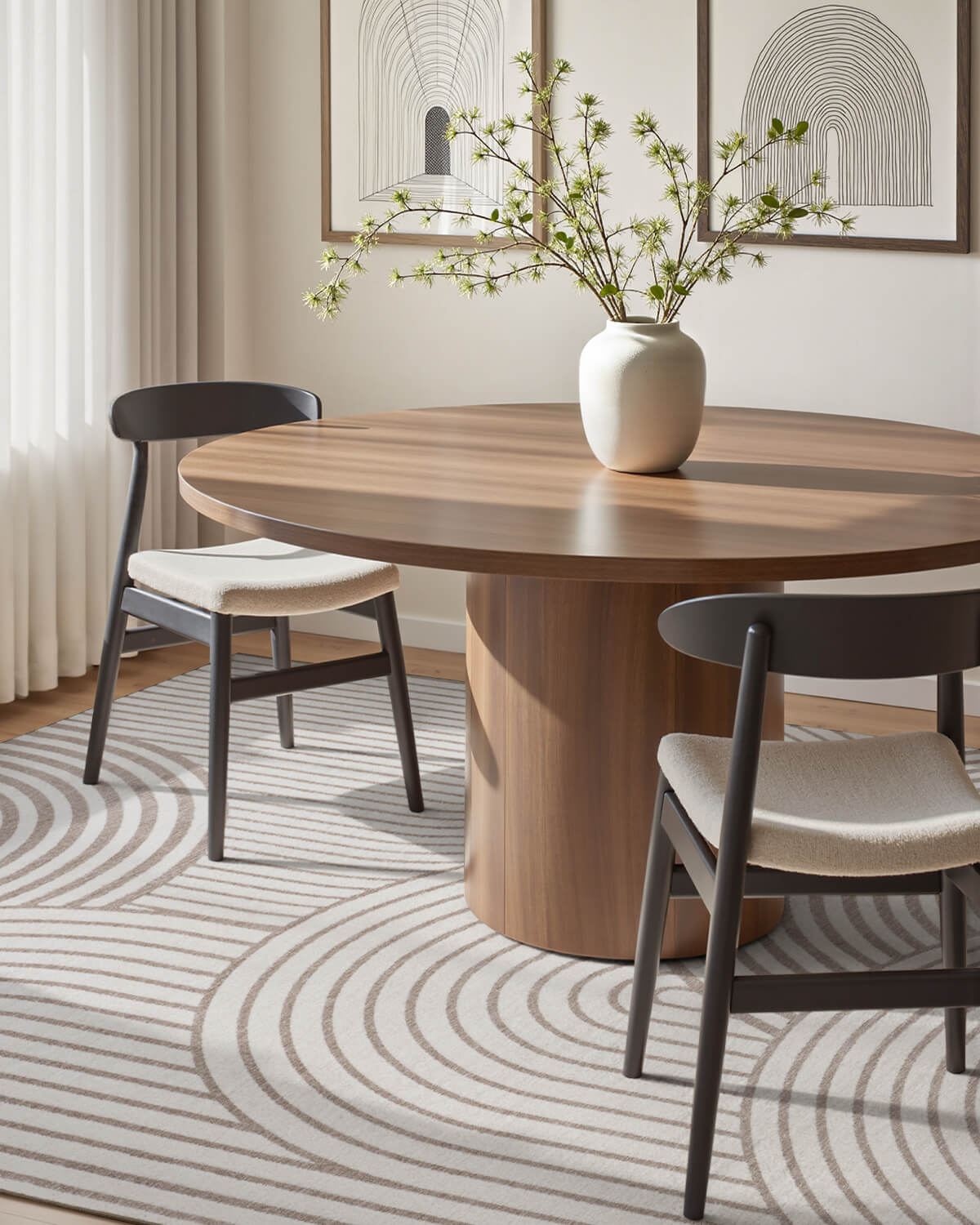 Abstract linear modern area rug with machine washable surface and soft texture for stylish home interiors