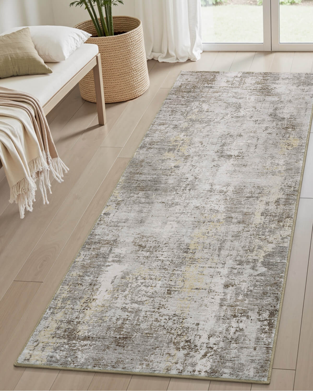 Minimalist modern abstract line rug suitable for refined interior design