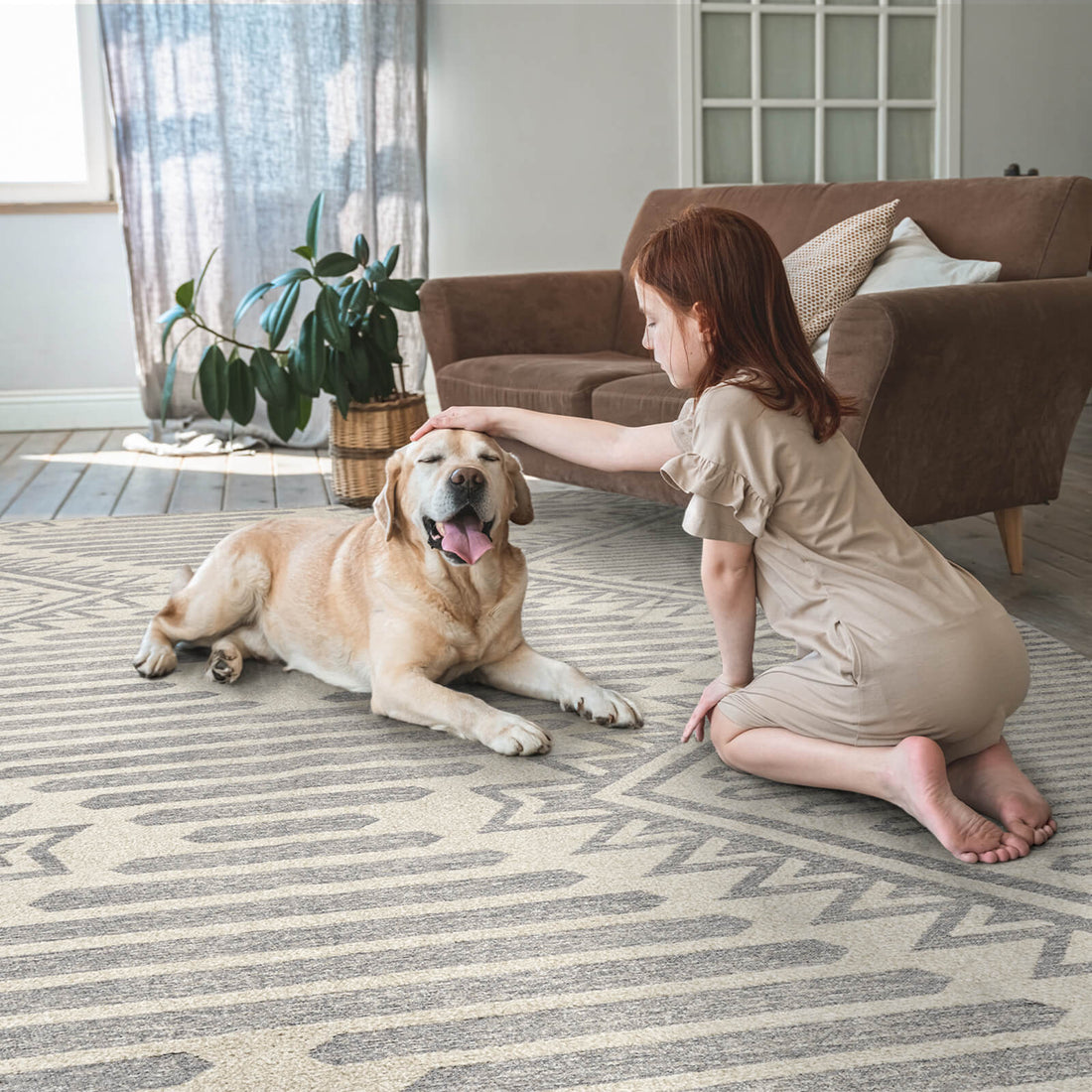 Abstract line rug designed for clean modern home design aesthetics