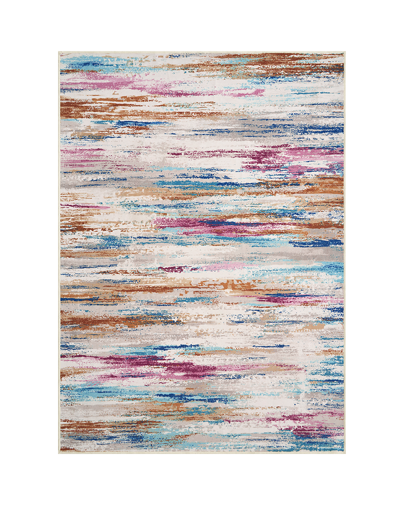 Colorful patterned modern abstract rug for living room, stylish accent piece.