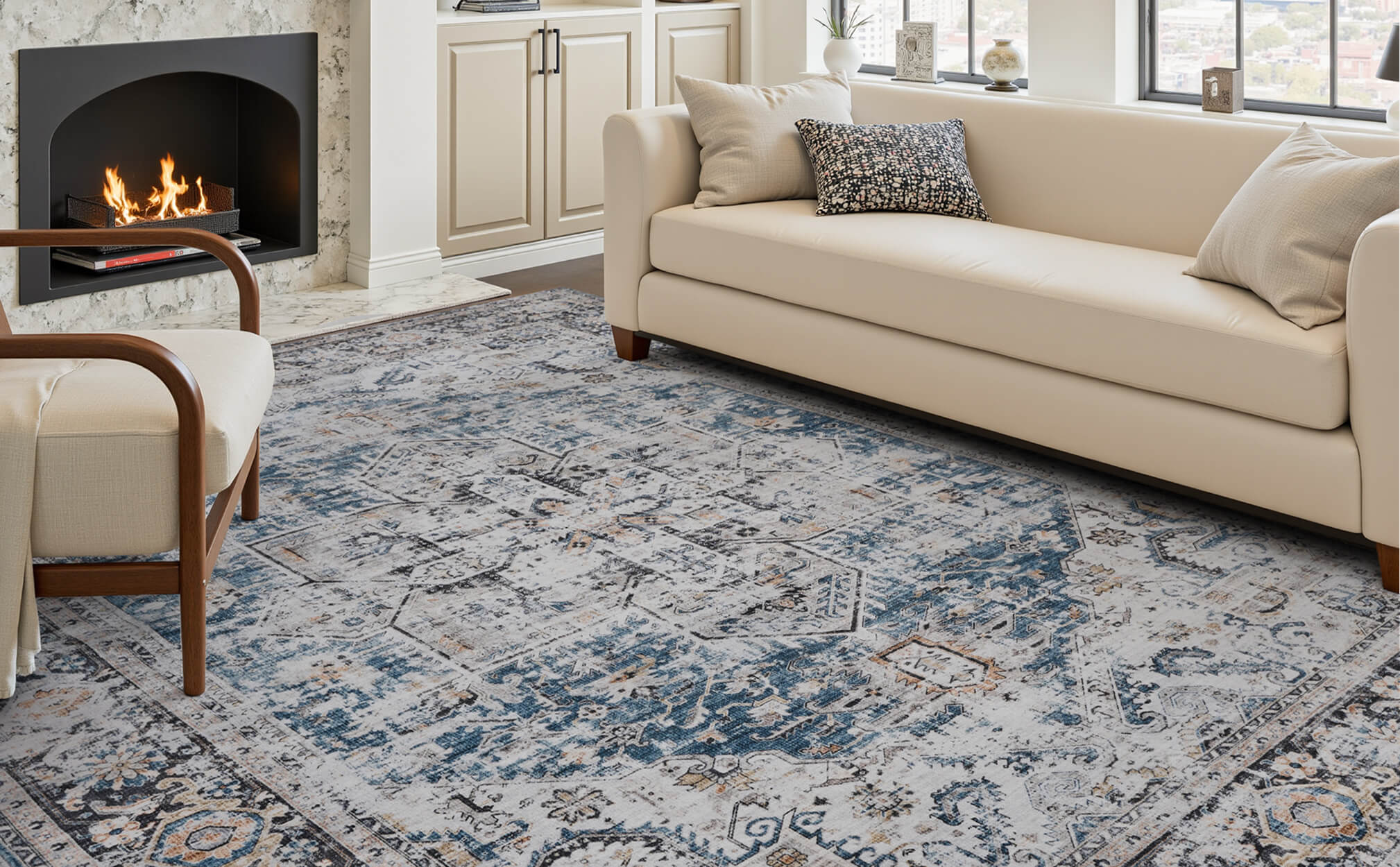 Boho inspired rug suited for cozy interior scenes