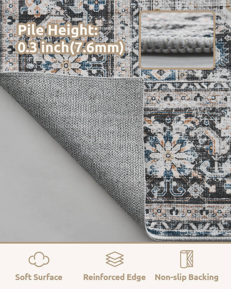 Washable boho rug ideal for low-effort maintenance