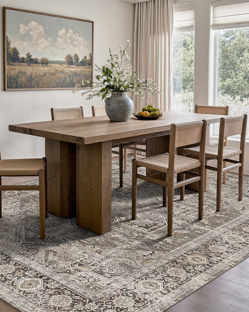 Easy-maintenance boho rug designed for real homes