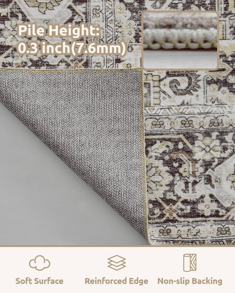 Washable boho area rug perfect for everyday movement