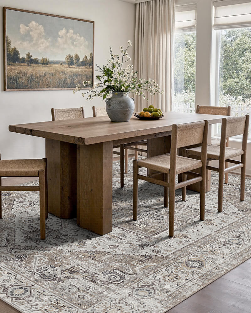 Easy-clean boho area rug for daily life