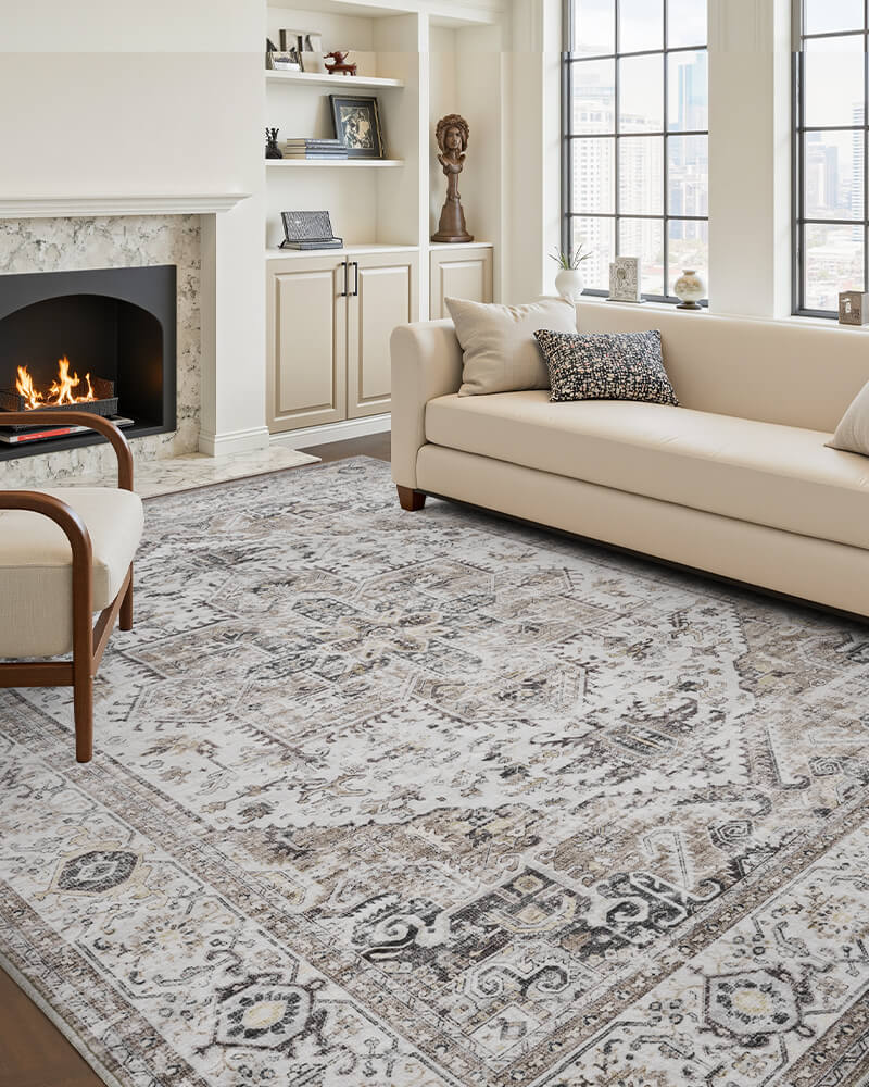 Comfortable boho rug suitable for frequent foot traffic