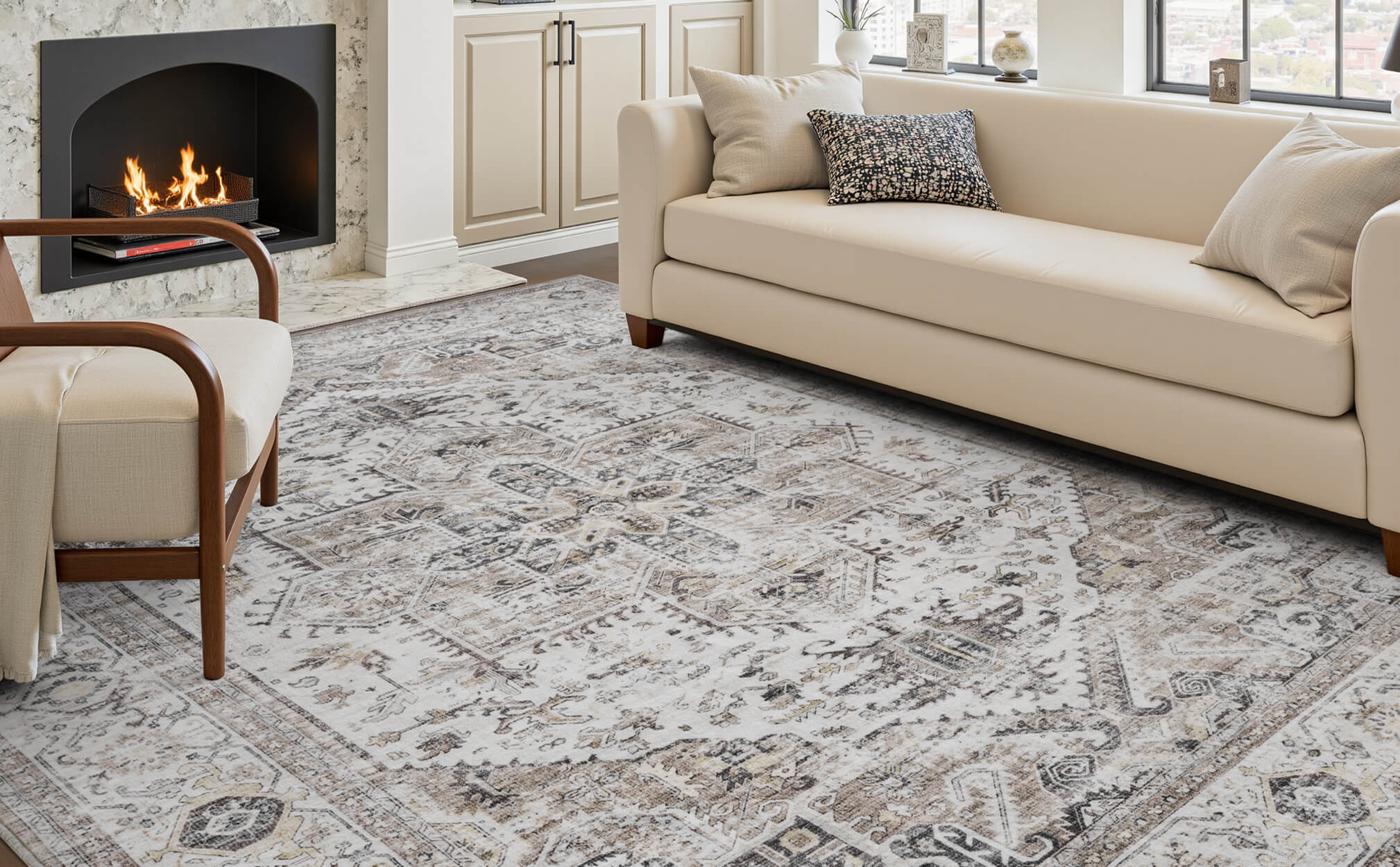 Boho style rug offering cozy underfoot comfort