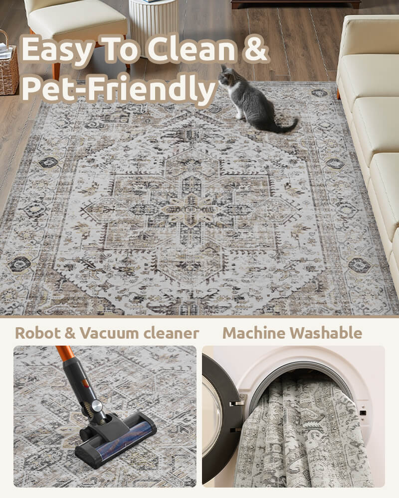 Comfortable boho rug suitable for frequent foot traffic