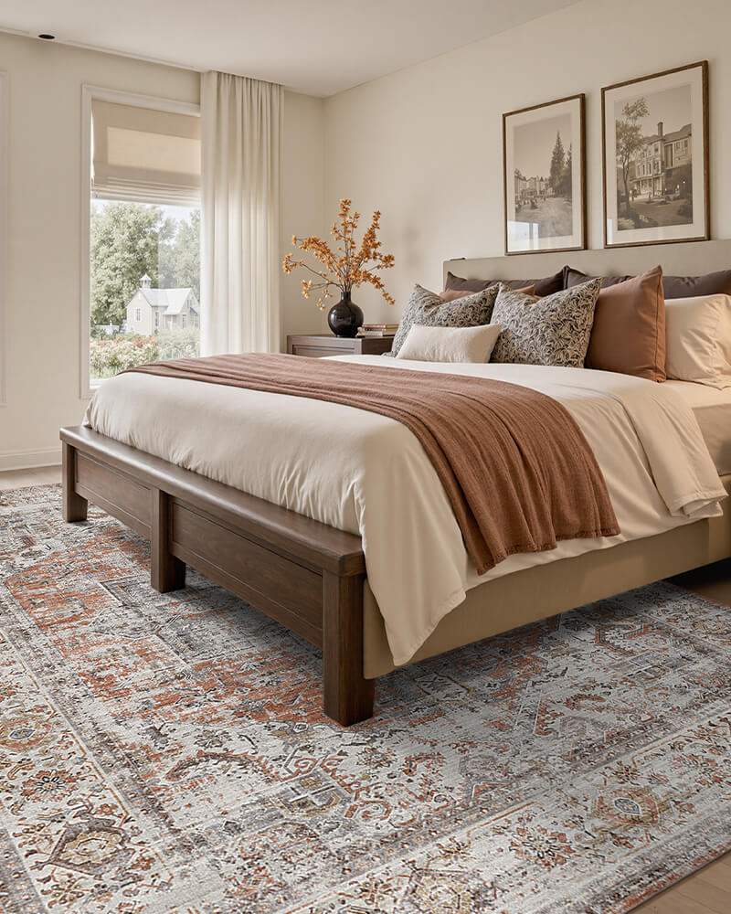 Washable boho area rug made for active family living