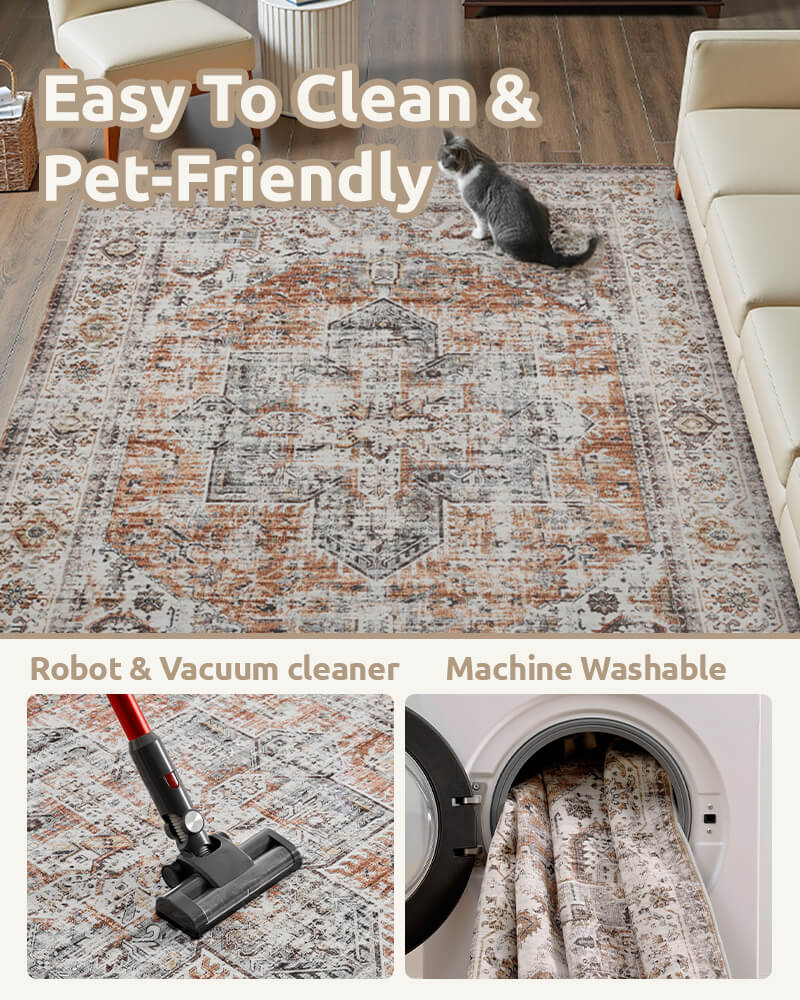 Boho inspired rug created for casual, lived-in homes