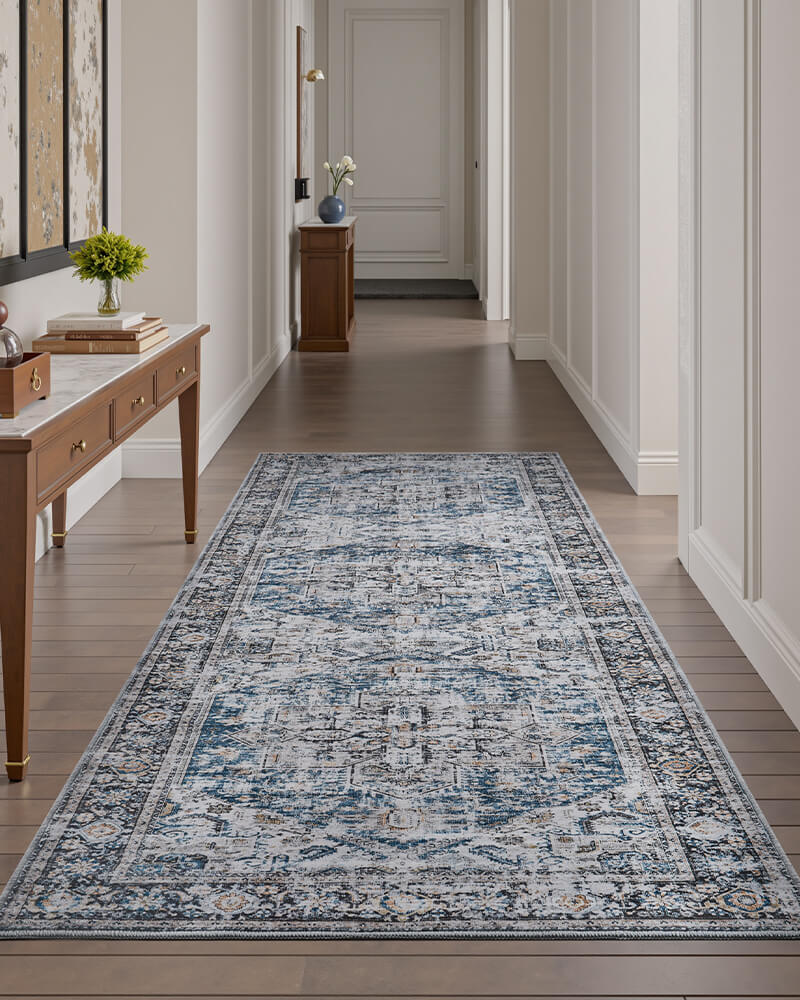 Washable boho area rug supporting family routines