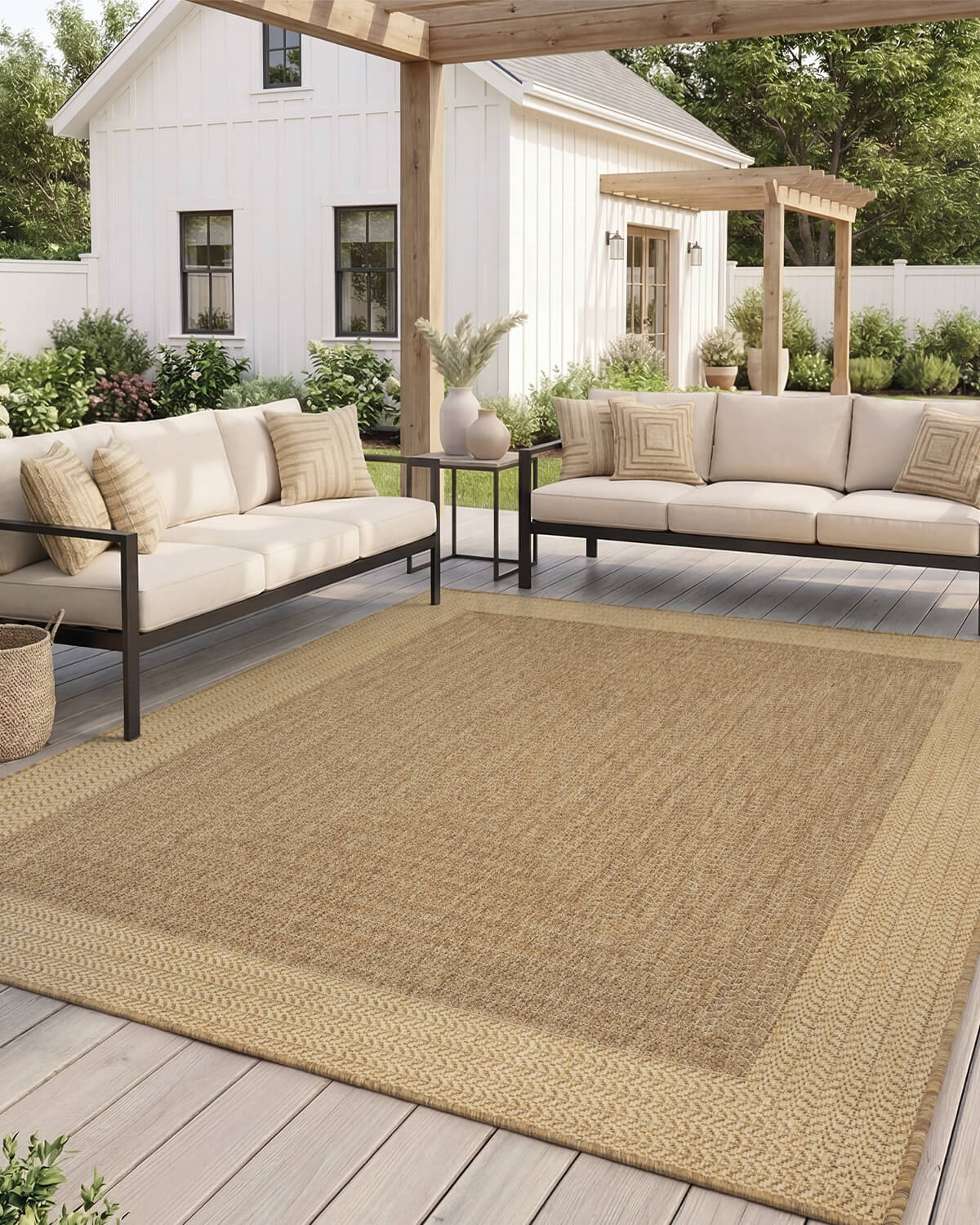 Versatile indoor outdoor rug for modern family homes and outdoor living areas