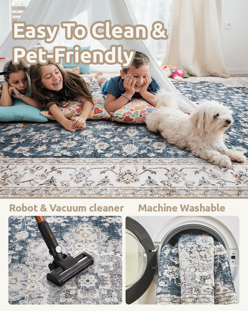 Vintage area rug suited for warm home environments