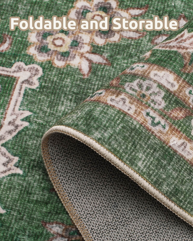 Washable vintage area rug supporting easy cleaning