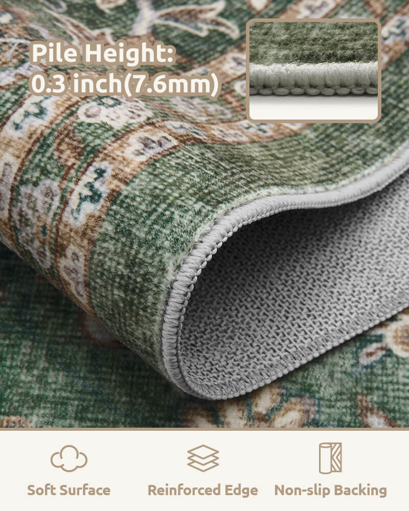 Vintage inspired area rug suited for classic decor styles