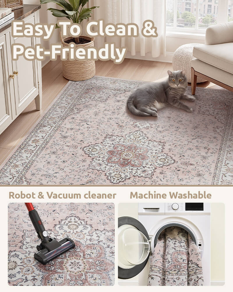 Soft vintage rug designed for cozy home settings