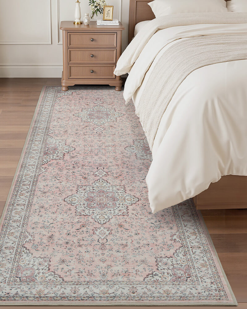 Washable vintage rug designed for everyday home use