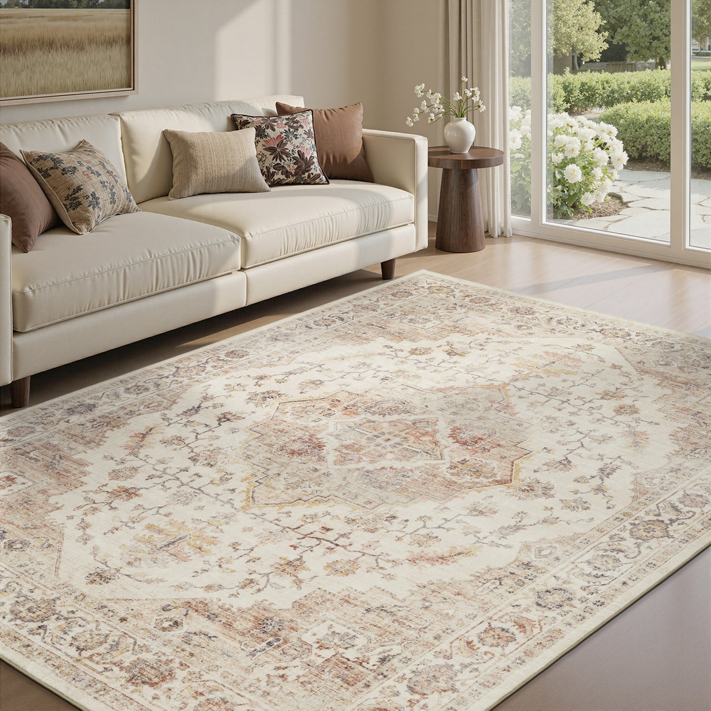 Area Rug Washable Carpet Soft Distressed Non Slip Vintage