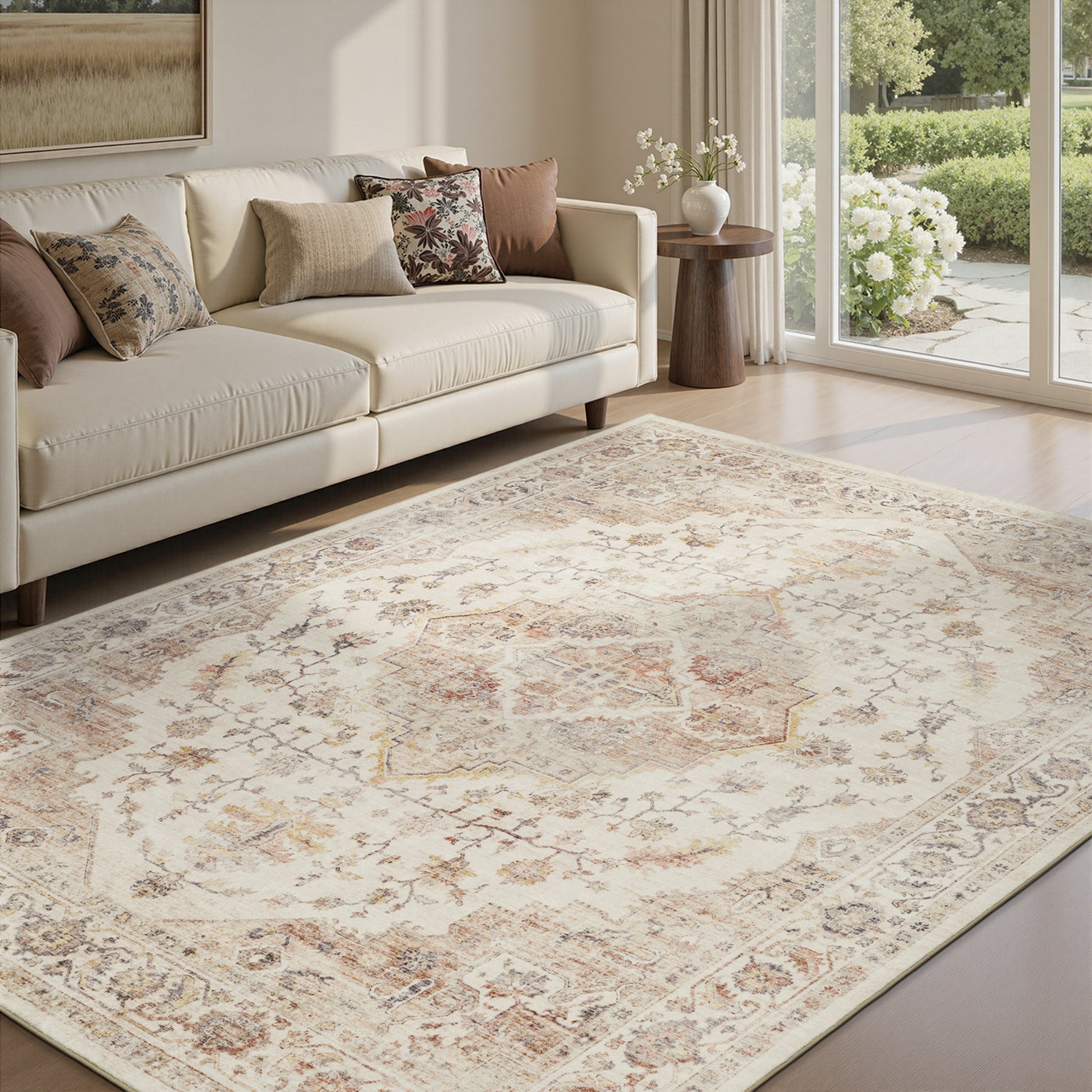 Area Rug Washable Carpet Soft Distressed Non Slip Vintage