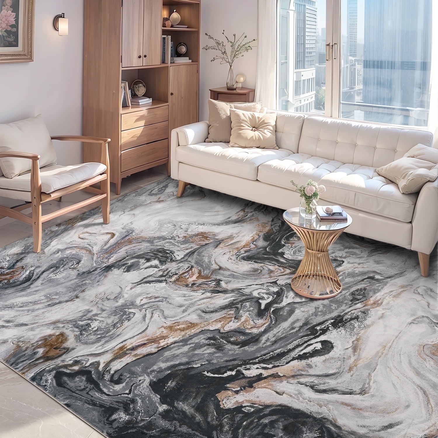 Marble Swirl Abstract Rug