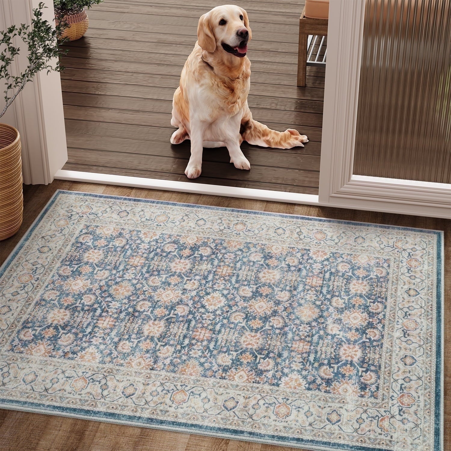 Ombre Vintage Floral Living Room Rug