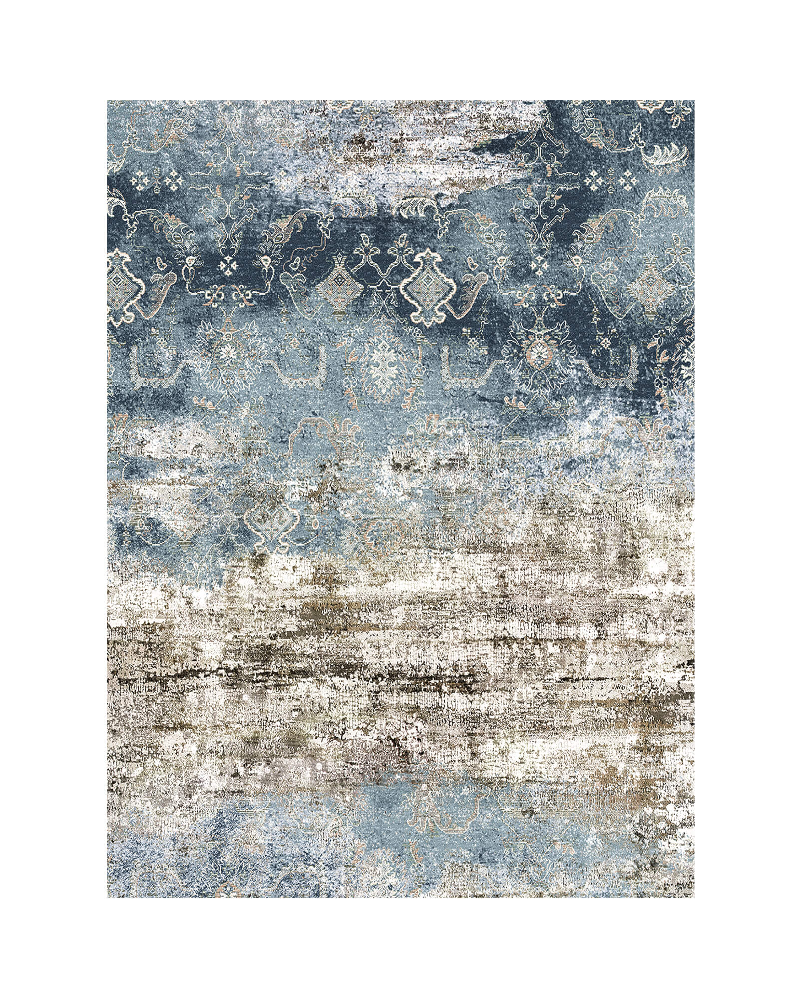 Mirage Washable Area Rug -  Blue