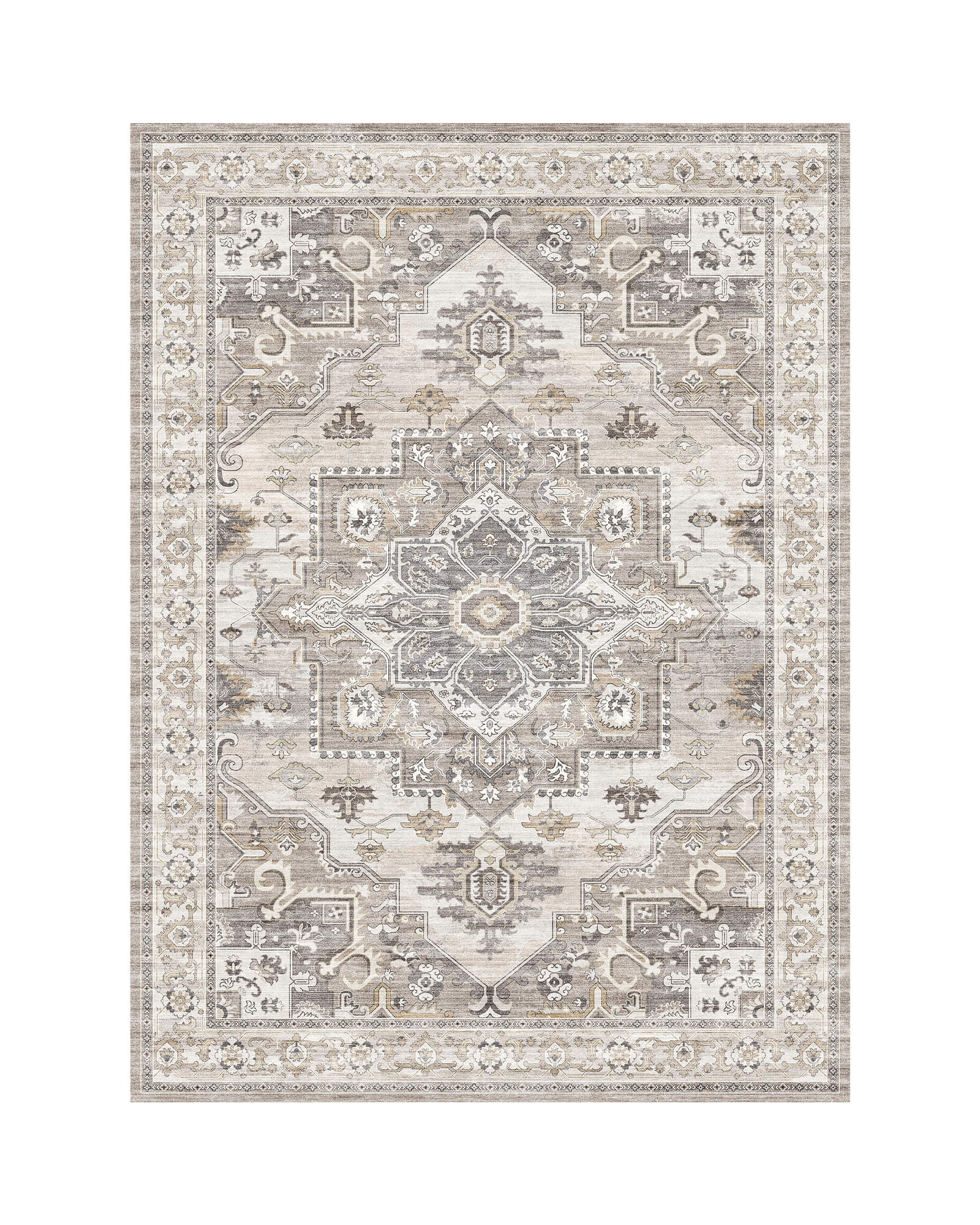 Florelle Washable Area Rug -  Brown