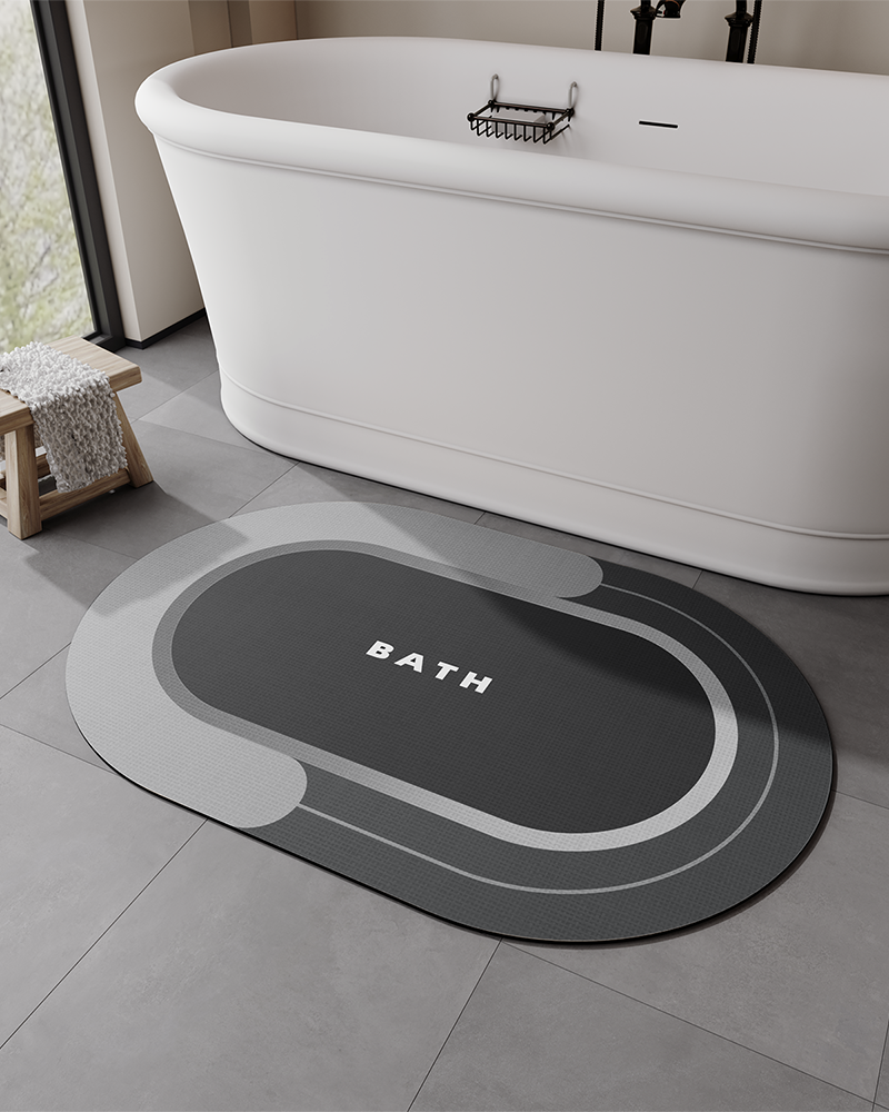 Bath mat suitable for bathrooms, laundry rooms, and utility areas where quick drying is essential