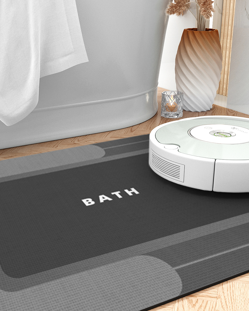 Easy-care bath mat with quick-dry, absorbent surface and rubber back for added durability.