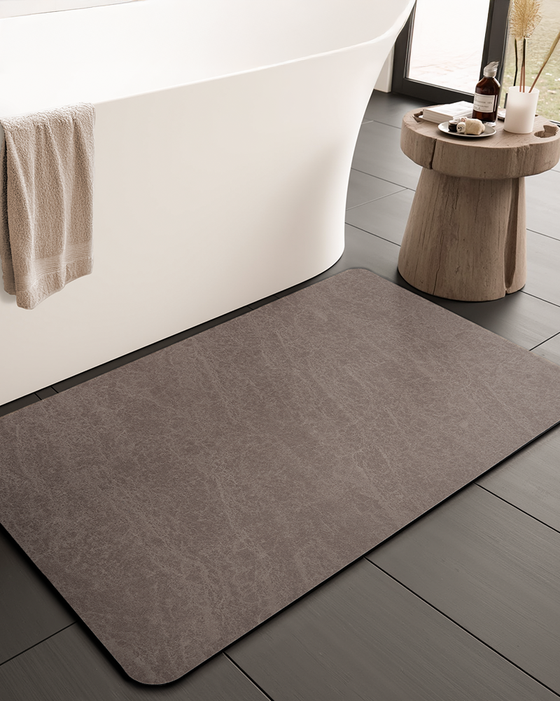 Bathroom mat designed to prevent slipping while providing soft, comfortable support for everyday barefoot use