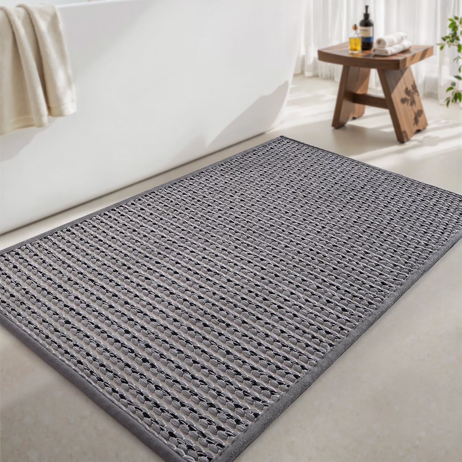 Woven Textured Bath Rug