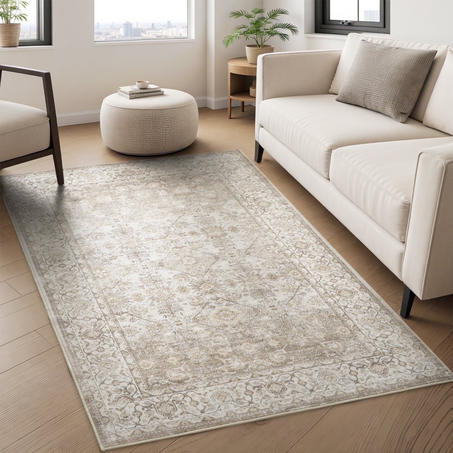 Ombre Vintage Floral Living Room Rug