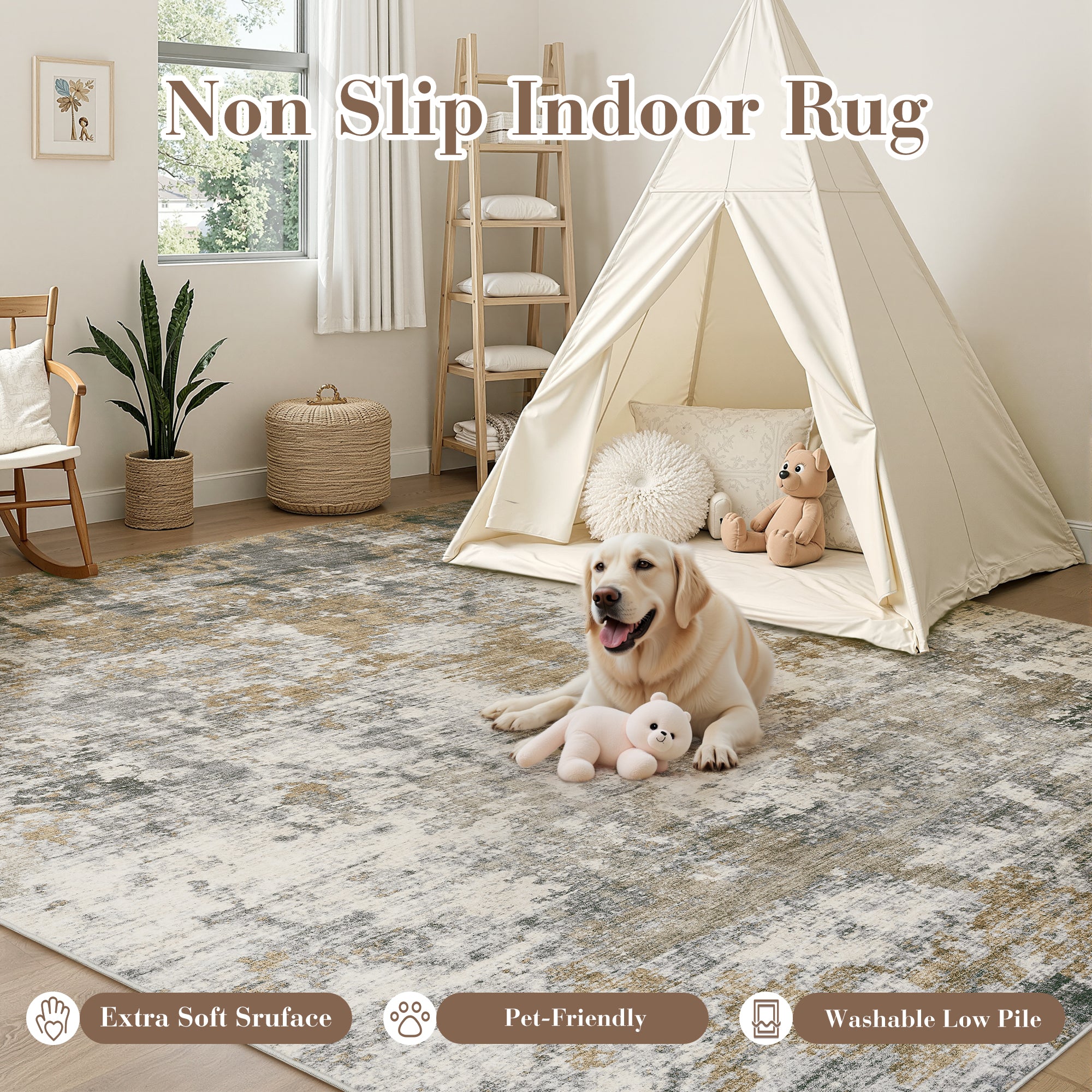 Modern Abstract Washable Non-Slip Area Rug