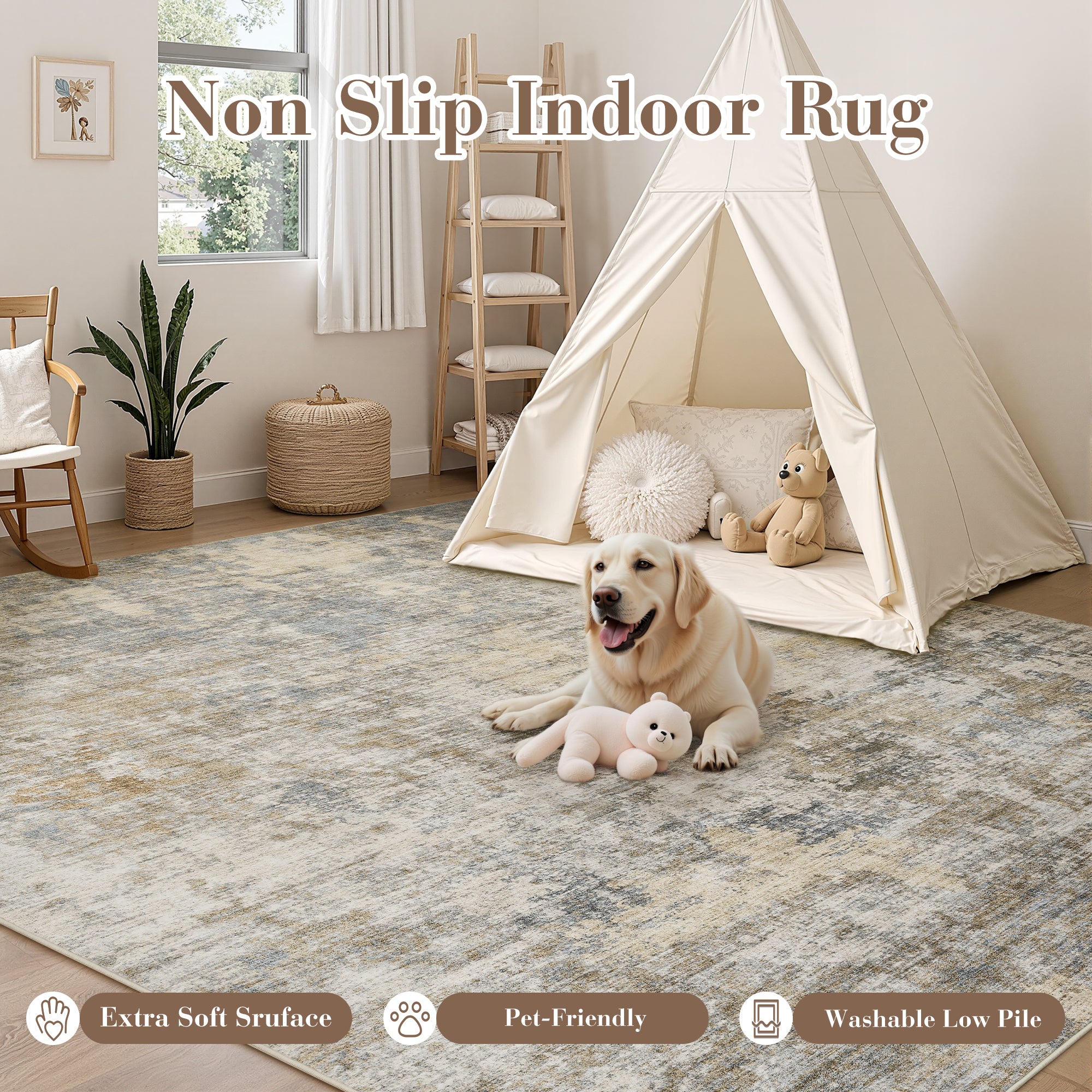 Modern Abstract Washable Non-Slip Area Rug