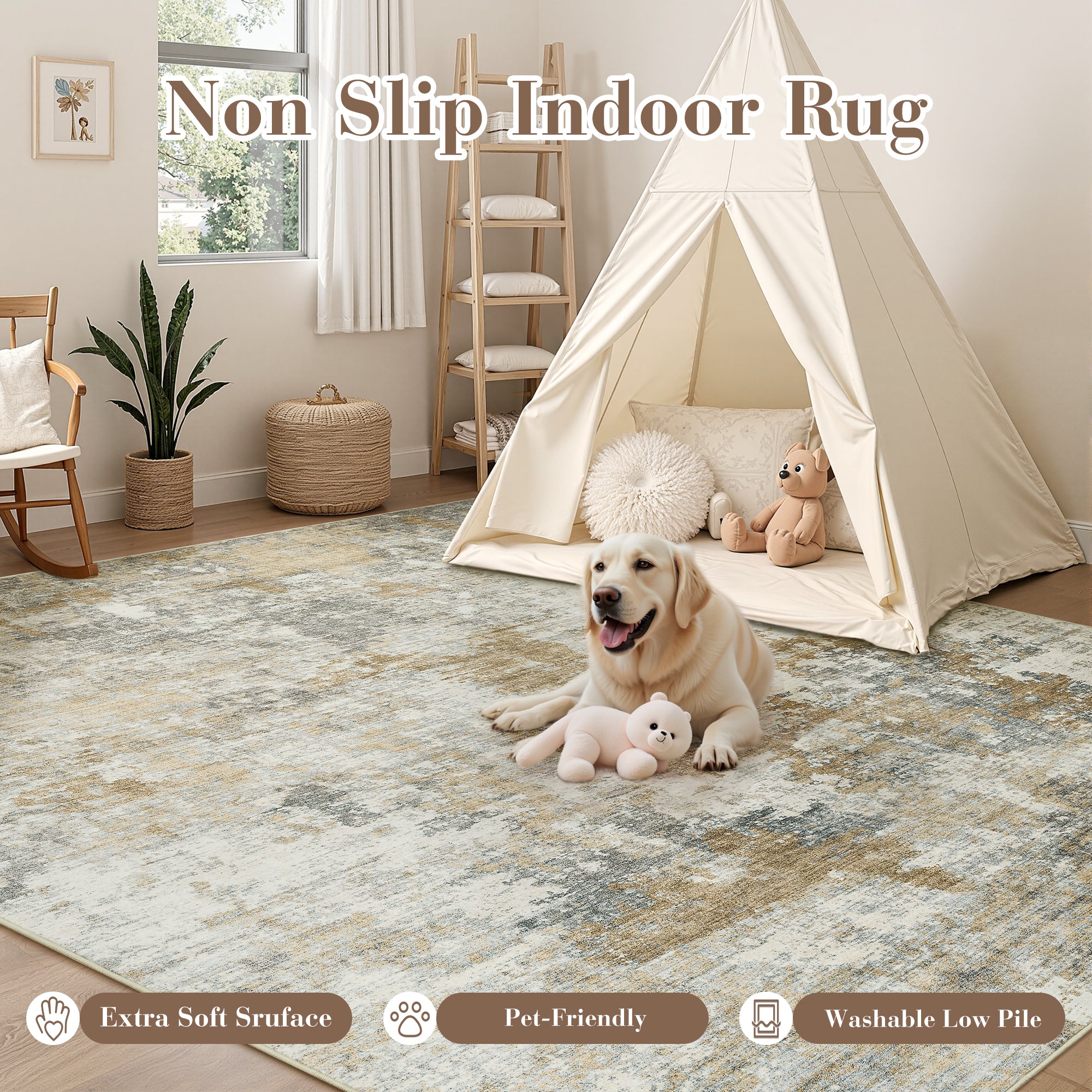 Modern Abstract Washable Non-Slip Area Rug