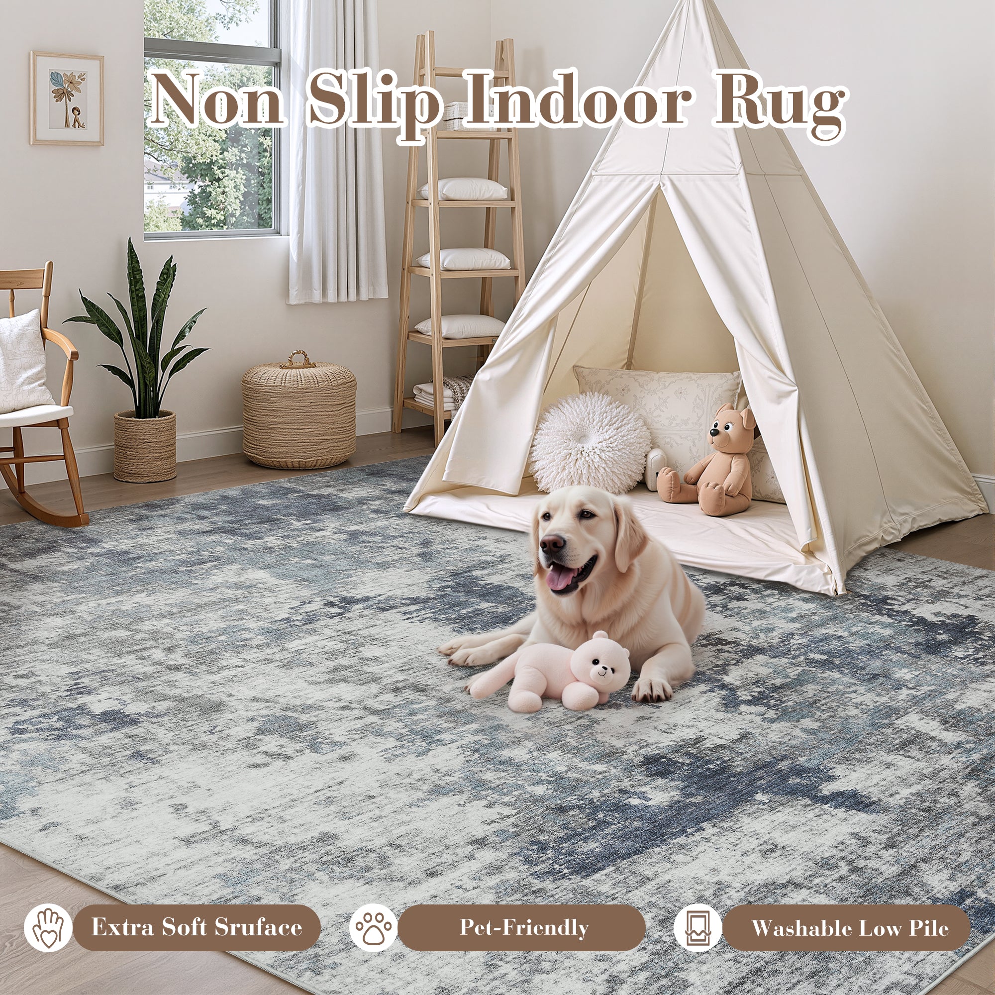 Modern Abstract Washable Non-Slip Area Rug