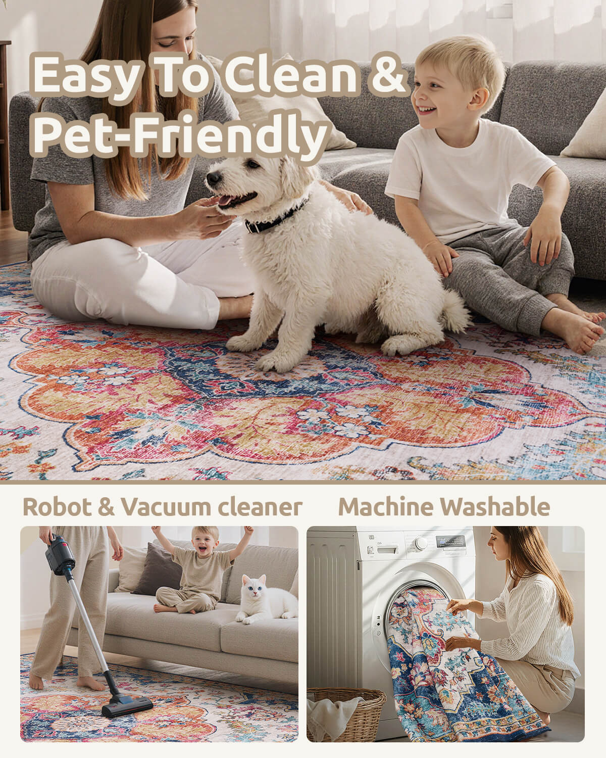 Timeless boho vintage rug ideal for layered and textured spaces