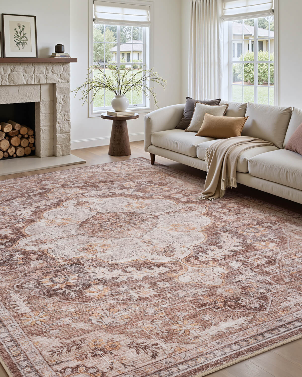 Timeless boho vintage area rug that enhances cozy and inviting interiors