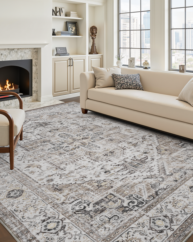 MontVoo Rugs Vintage Area Rug, Easy Care Machine Washable Carpet