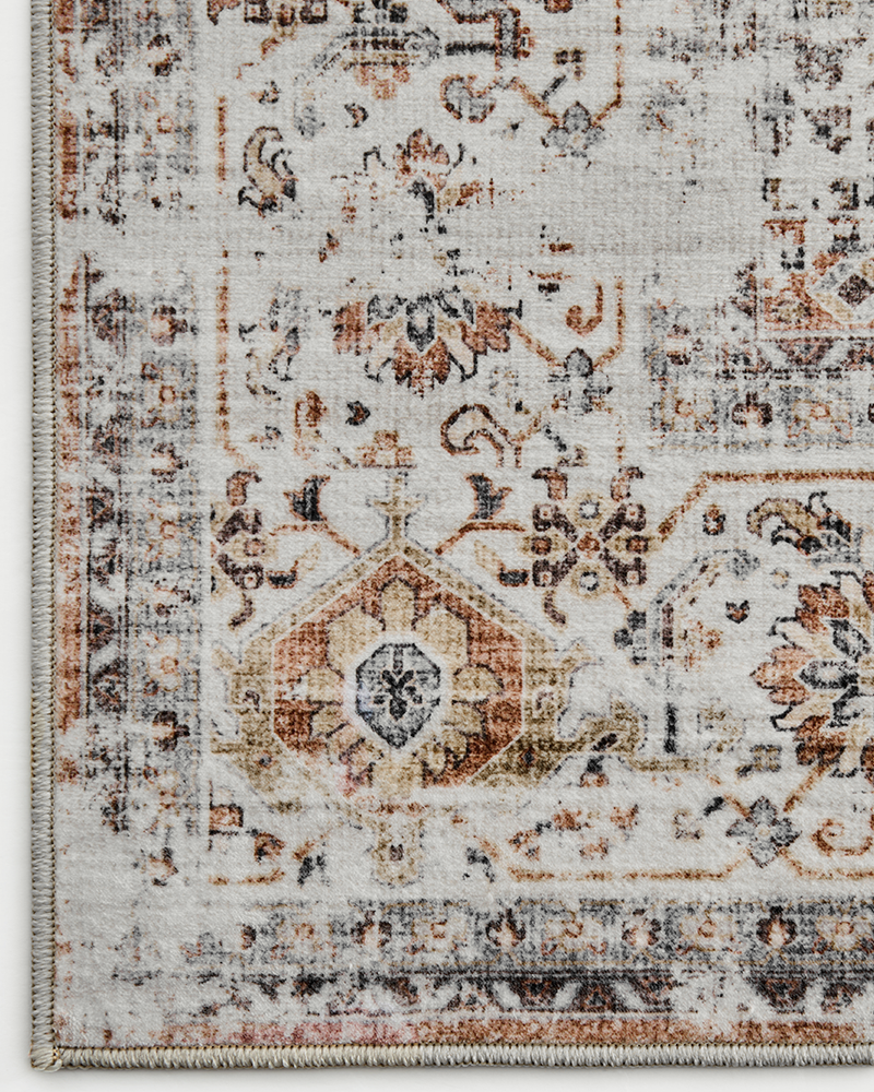 Boho area rug designed for entrance and transition zones with high foot traffic