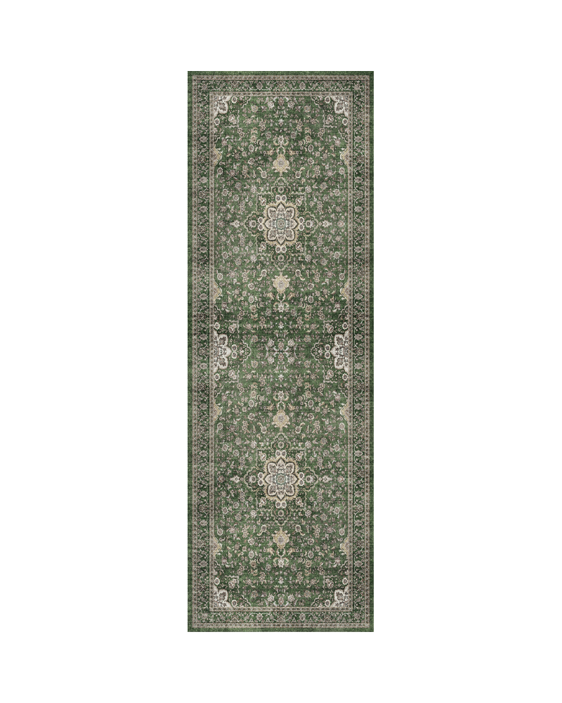 Low profile boho runner rug allowing smooth door clearance and movement